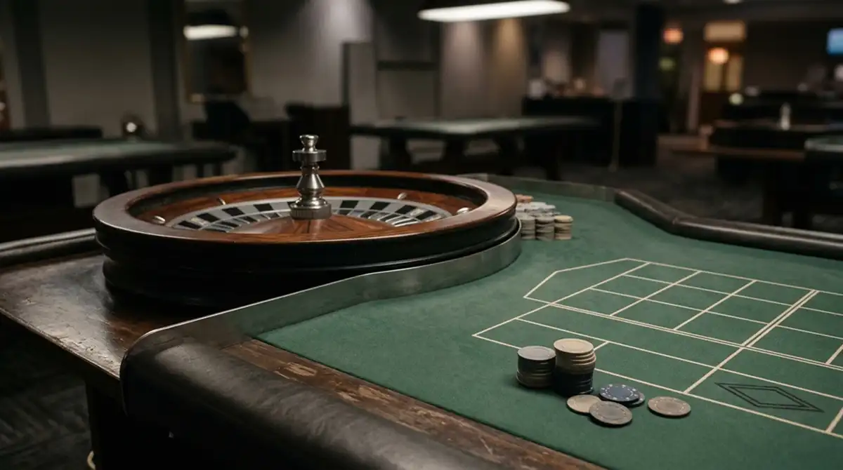 Live Casino ohne österreichische Lizenz – neutraler Roulettetisch und generische Casino-Chips